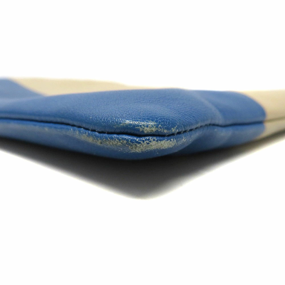 CELINE Clutch Bag Shoulder Calf Leather Beige Blue Two Tone - Picture 5 of 11
